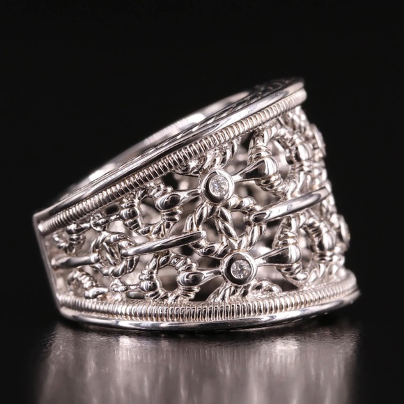 NIB - Judith Ripken Sterling Silver Vienna Wide Band Diamond Ring - Picture 4 of 12